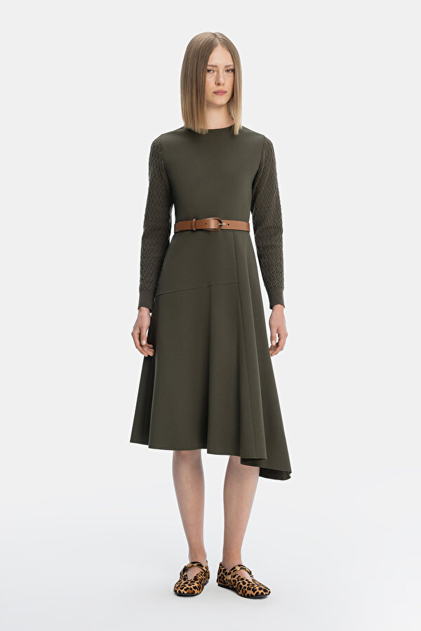 KHAKI LONG SLEEVE DRESS 7