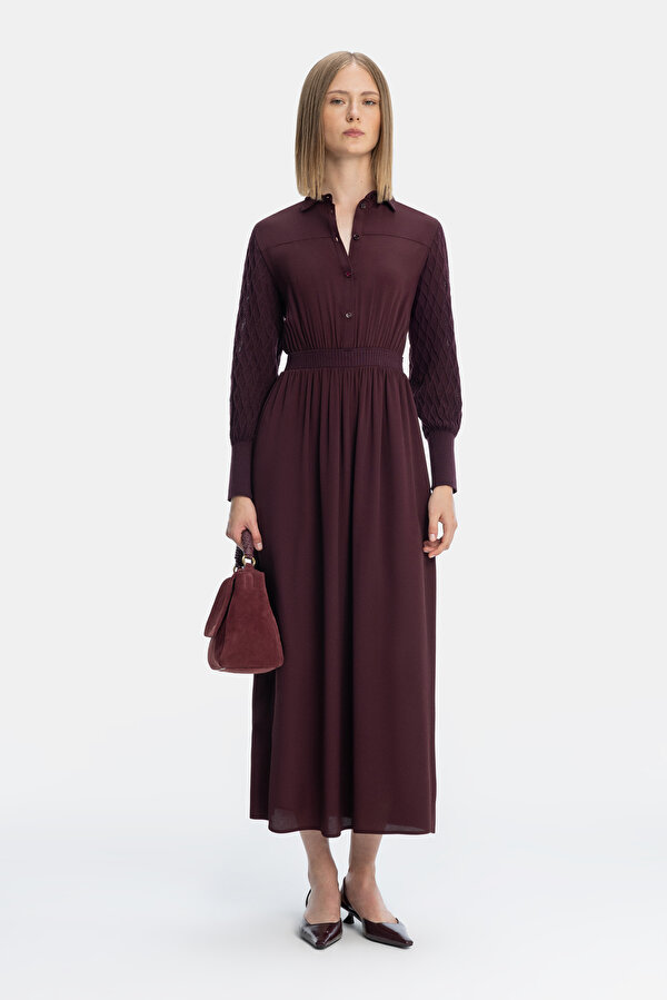 MAROON LONG SLEEVE DRESS