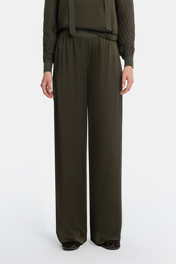 KHAKI WIDE LEG SPORTS TROUSERS 2