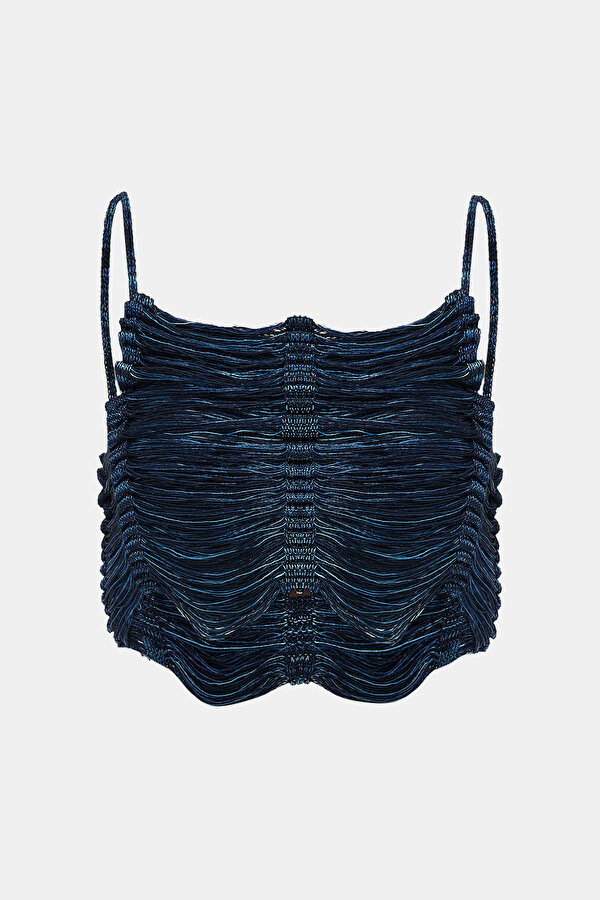 BLUE CLEAVAGE SLEEVELESS SUSPENDER BLOUSE 7