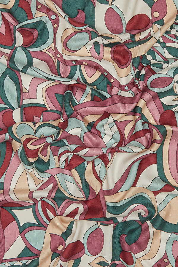 MAROON FLORAL PATTERN CASHMERE/SILK SHAWL 2