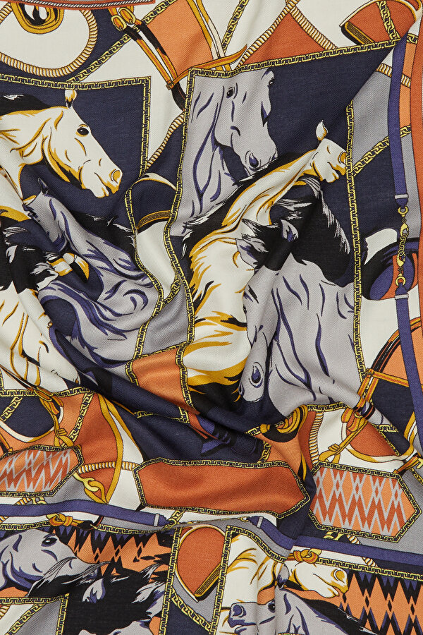 BLACK ANIMAL FIGURED CASHMERE/SILK SHAWL 2