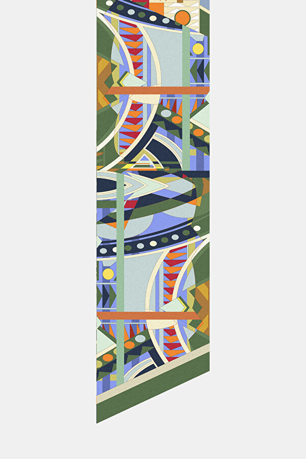 YEŞİL GEOMETRİK DESENLİ TWILL FULAR 2