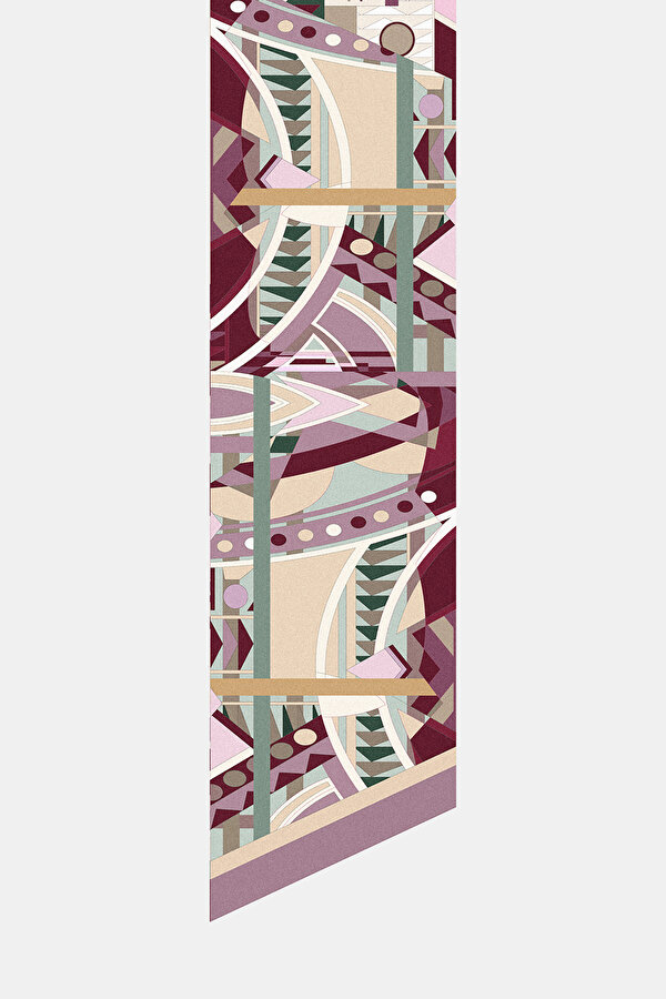BORDO GEOMETRİK DESENLİ TWILL FULAR 2