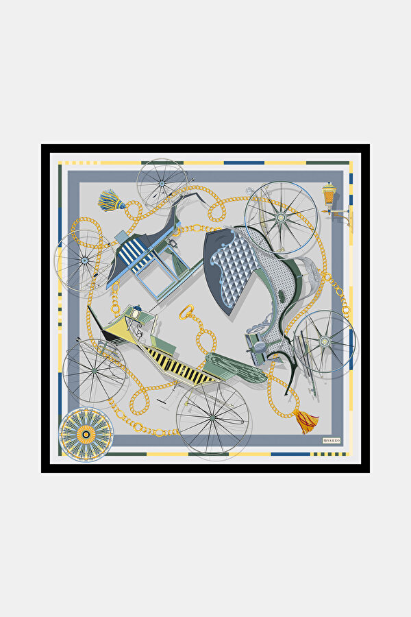 GÜMÜŞ OBJE DESENLİ TWILL BANDANA