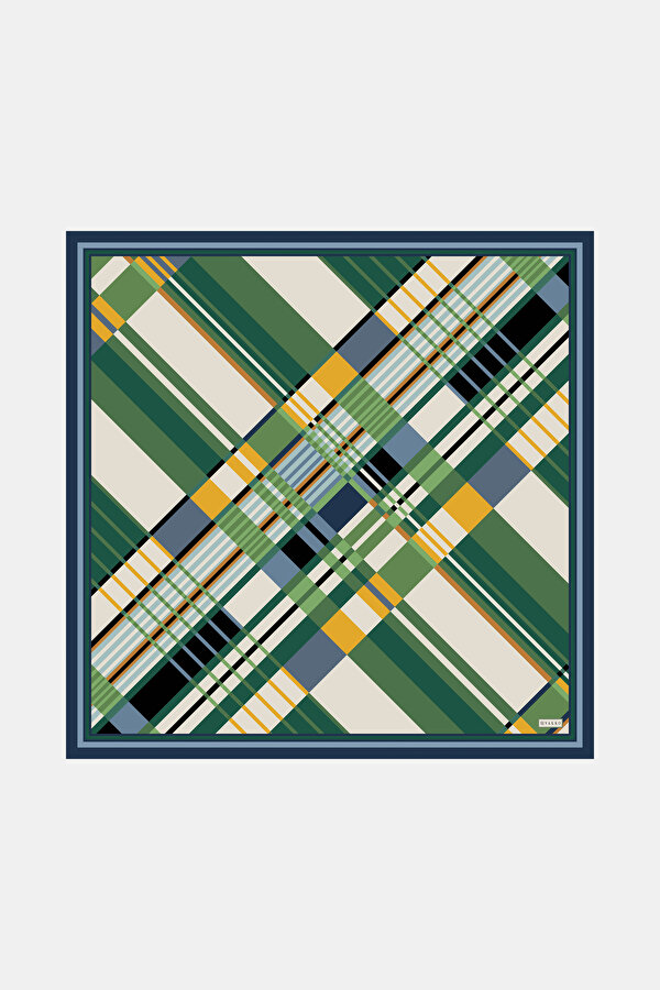 YEŞİL GEOMETRİK DESENLİ TWILL GAVROŞ