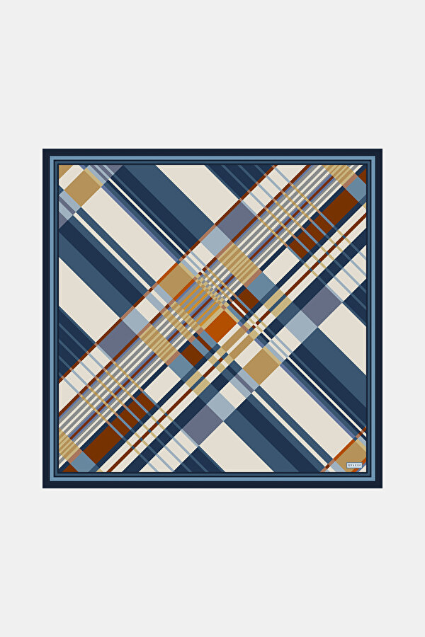 LACİVERT GEOMETRİK DESENLİ TWILL GAVROŞ