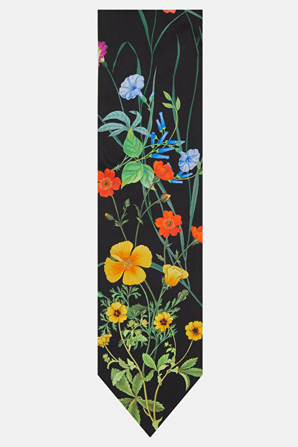 BLACK FLORAL DESIGN TWILL FOULARD 2