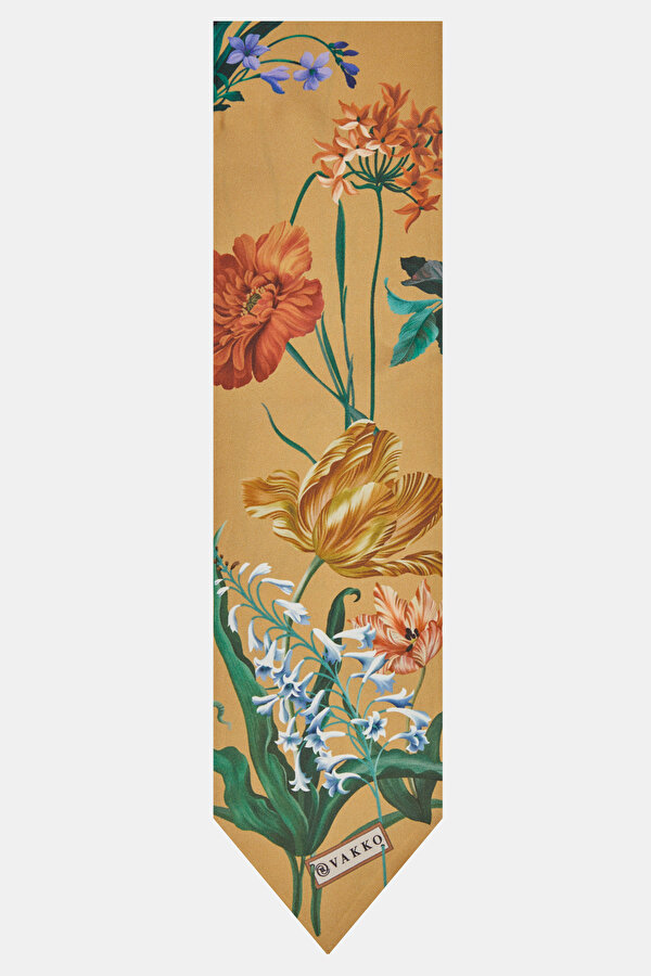 CAMEL FLORAL DESIGN TWILL FOULARD