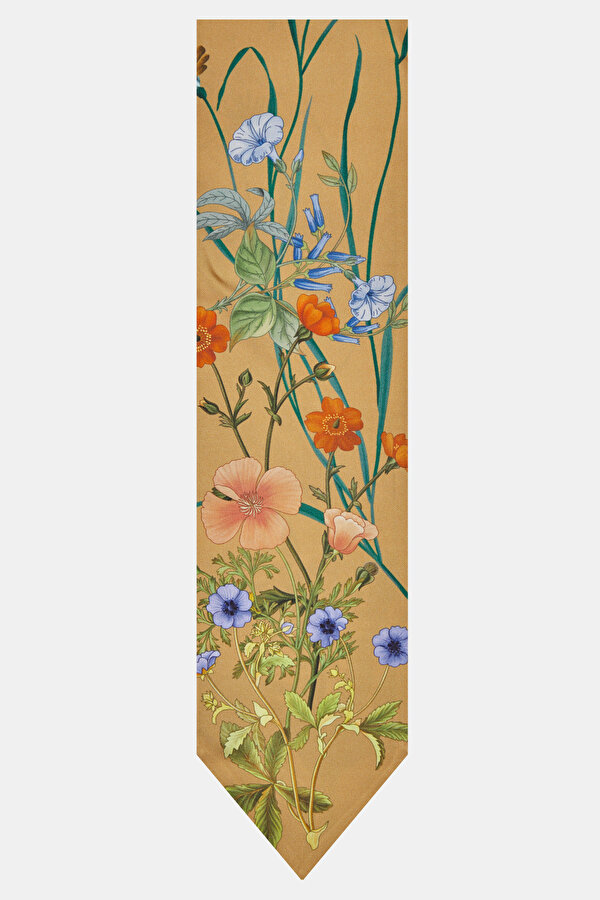 CAMEL FLORAL DESIGN TWILL FOULARD 2