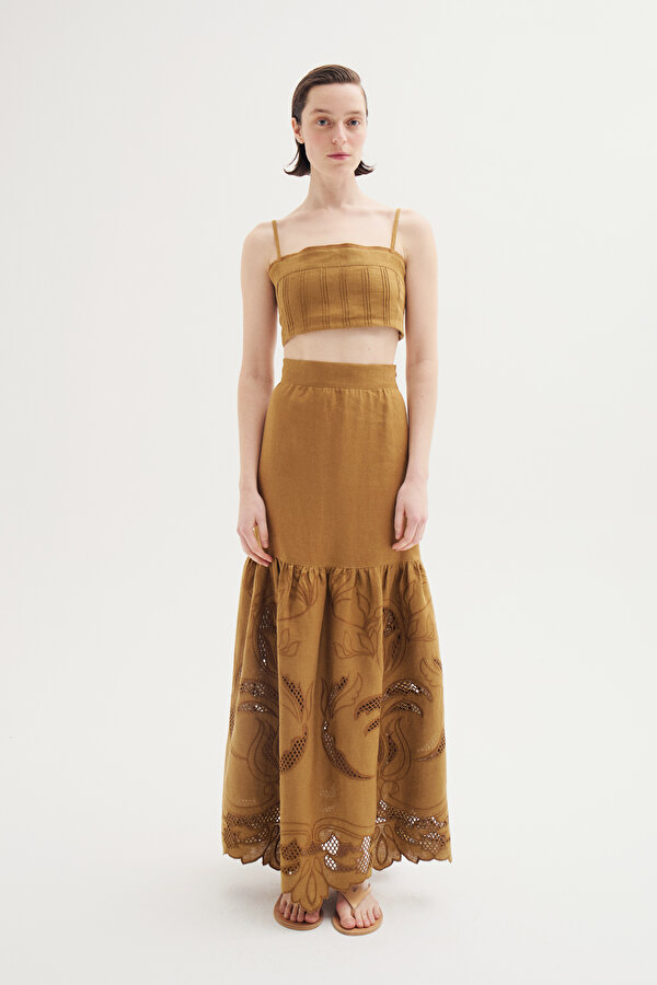 MUSTARD SLEEVELESS SUSPENDER BLOUSE