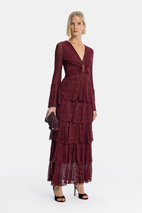 MAROON LONG SLEEVE DRESS