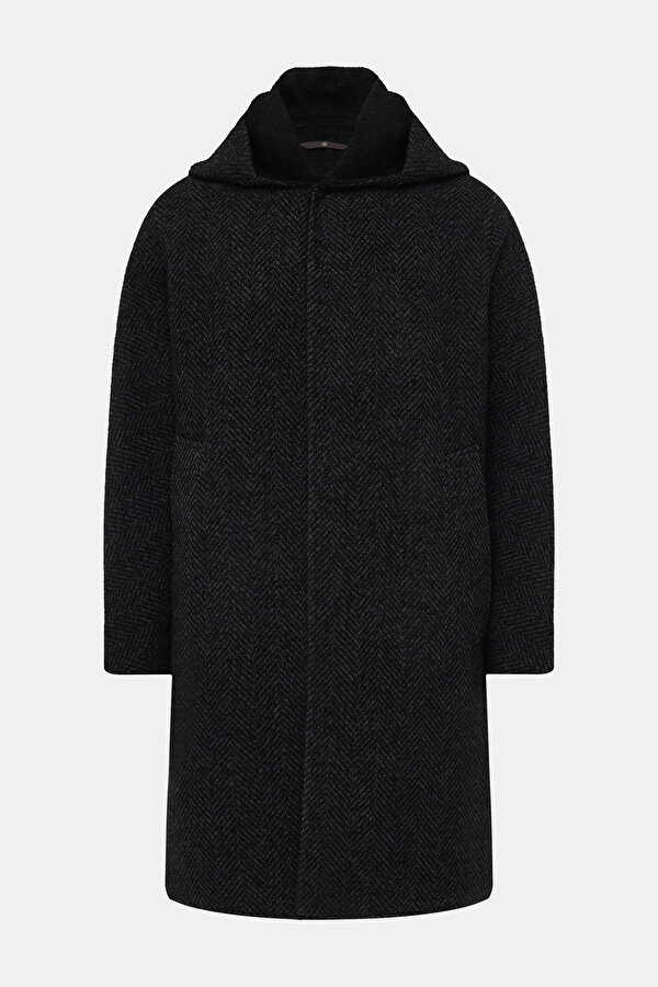 SMOKED HERRINGBONE ALPACA WOOL TOPCOAT