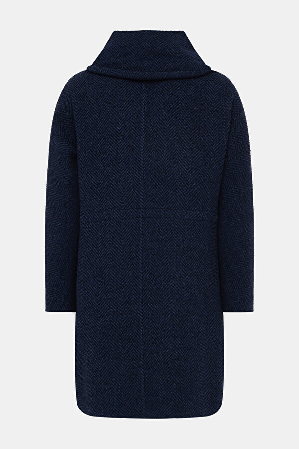 NAVY BLUE HERRINGBONE ALPACA WOOL TOPCOAT 2