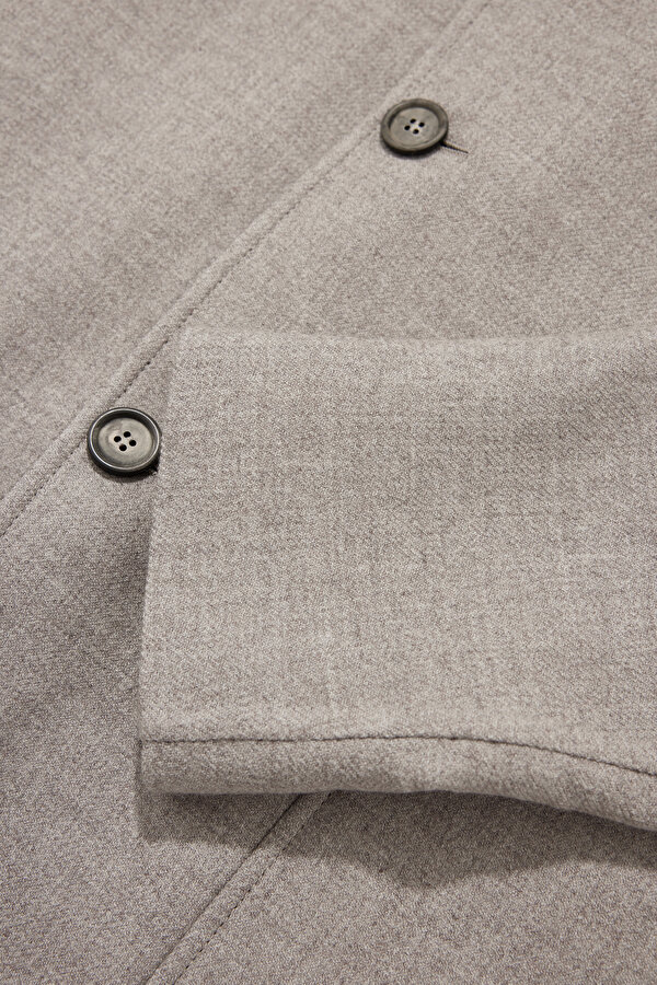LIGHT BEIGE UPRIGHT COLLAR JACKET 7