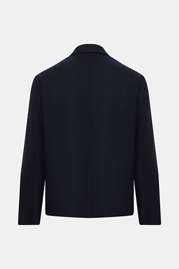 NAVY BLUE WOOL ELASTANE COAT 2