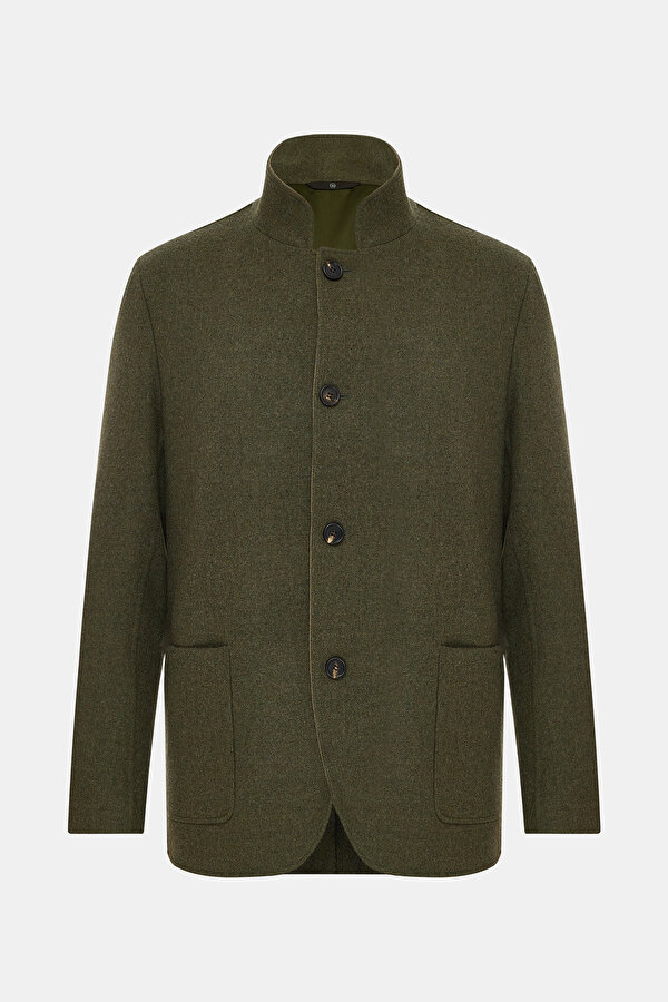 LIGHT KHAKI UPRIGHT COLLAR JACKET