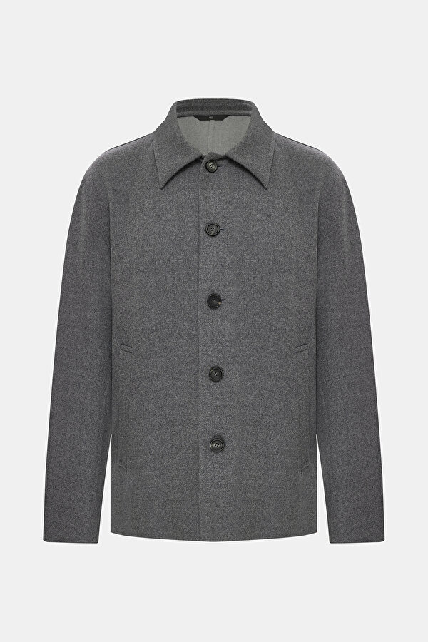 GREY WOOL ELASTANE COAT