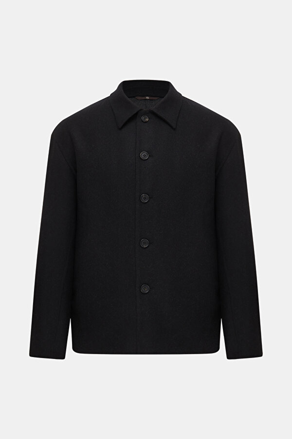 BLACK WOOL ELASTANE COAT