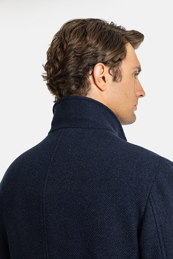 NAVY BLUE UPRIGHT COLLAR JACKET 6