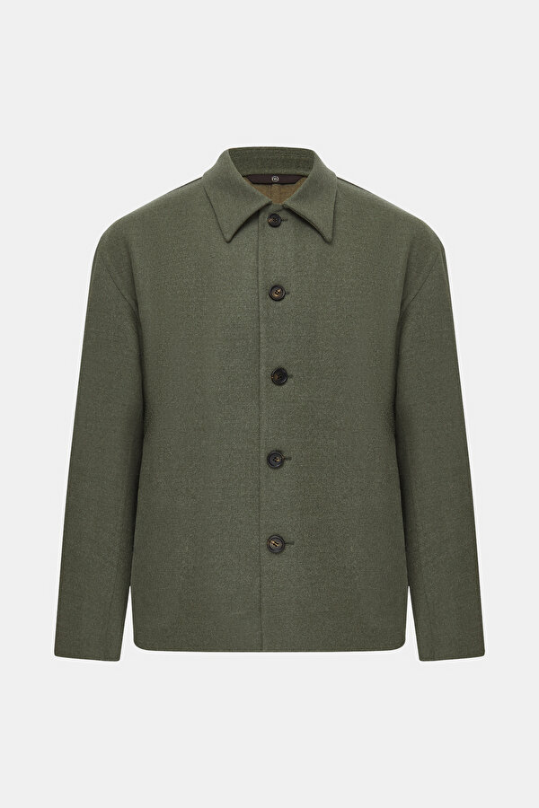 LIGHT KHAKI WOOL ELASTANE COAT 6