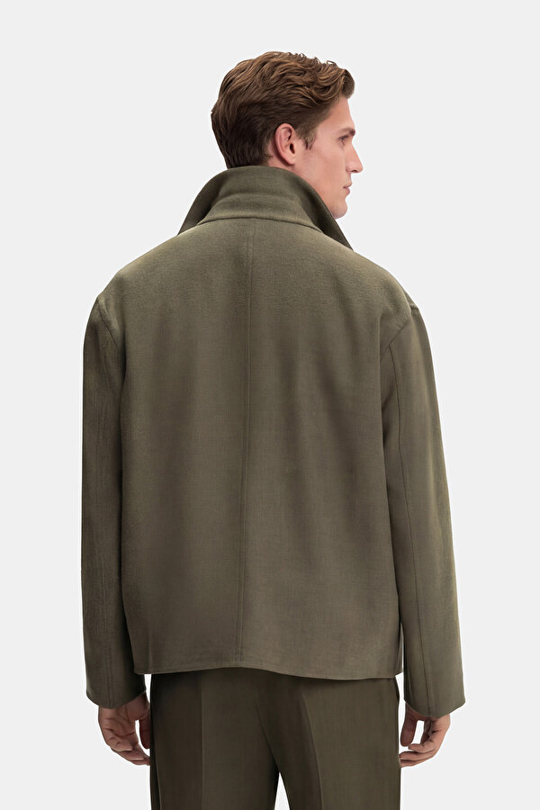 LIGHT KHAKI WOOL ELASTANE COAT 2