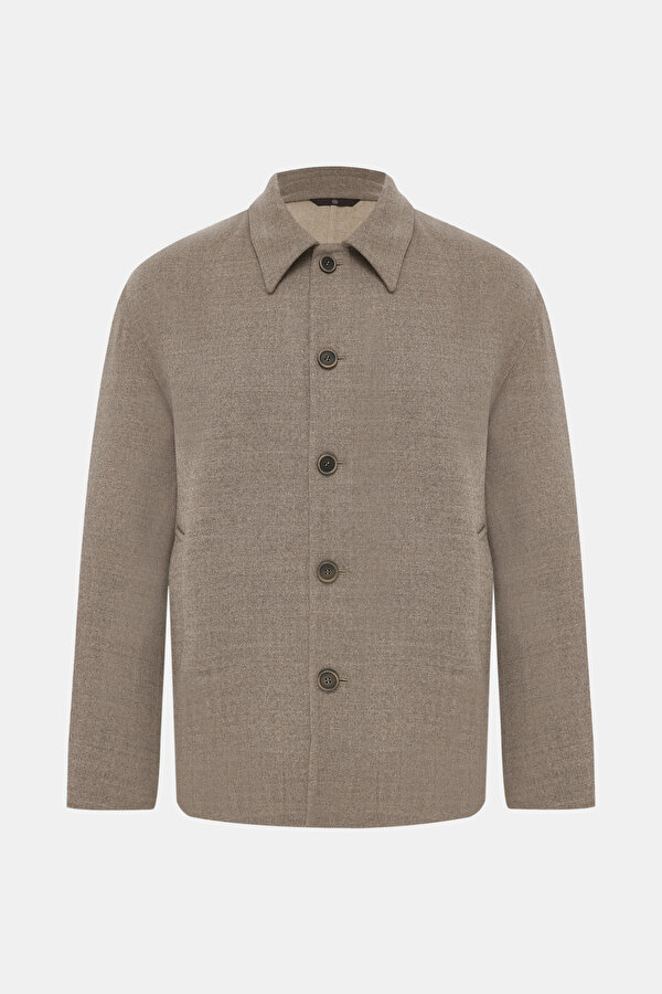 LIGHT BEIGE WOOL ELASTANE COAT