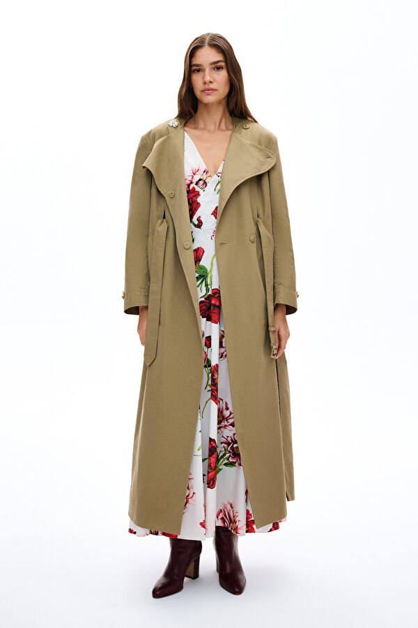 STONE COLOR TRENCH COAT