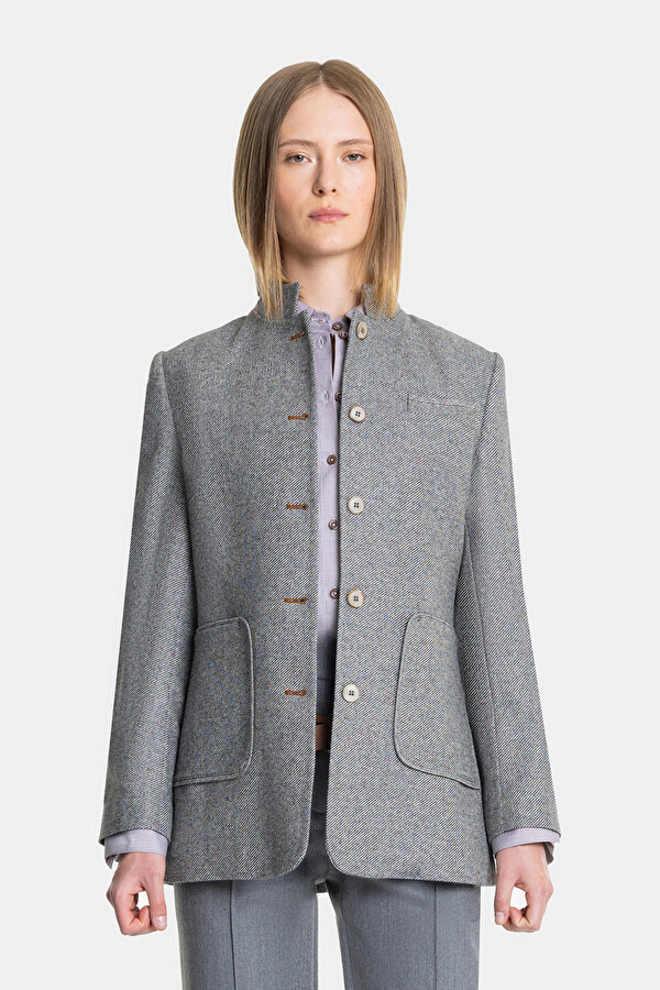 MULTICOLOR MANDARIN COLLAR JACKET