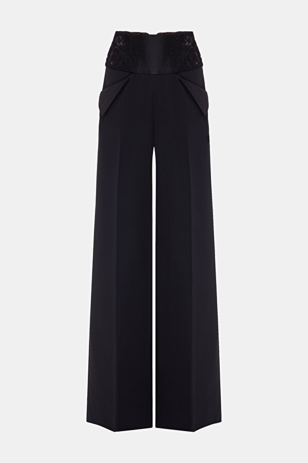 BLACK WIDE LEG TROUSERS