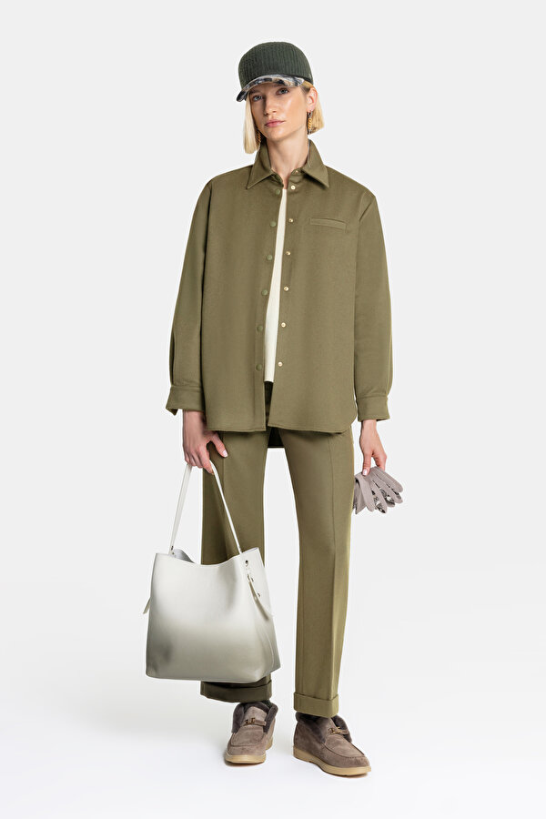 GREEN WIDE LEG TROUSERS