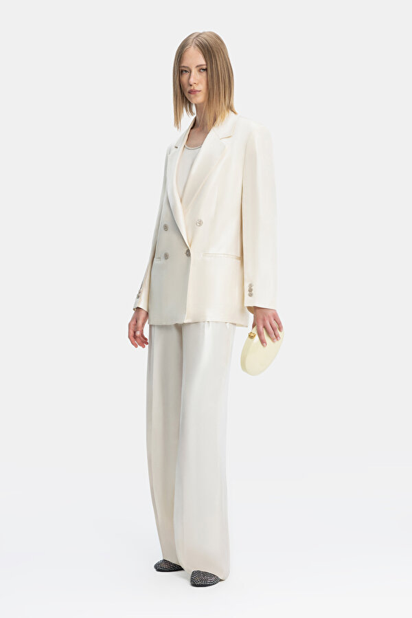 ECRU WIDE LEG TROUSERS