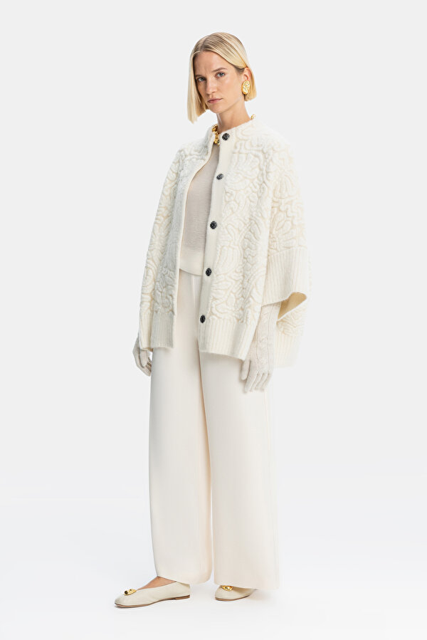 ECRU WIDE LEG TROUSERS