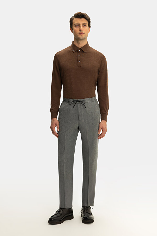 GREY FLANNEL MELANGE TROUSERS