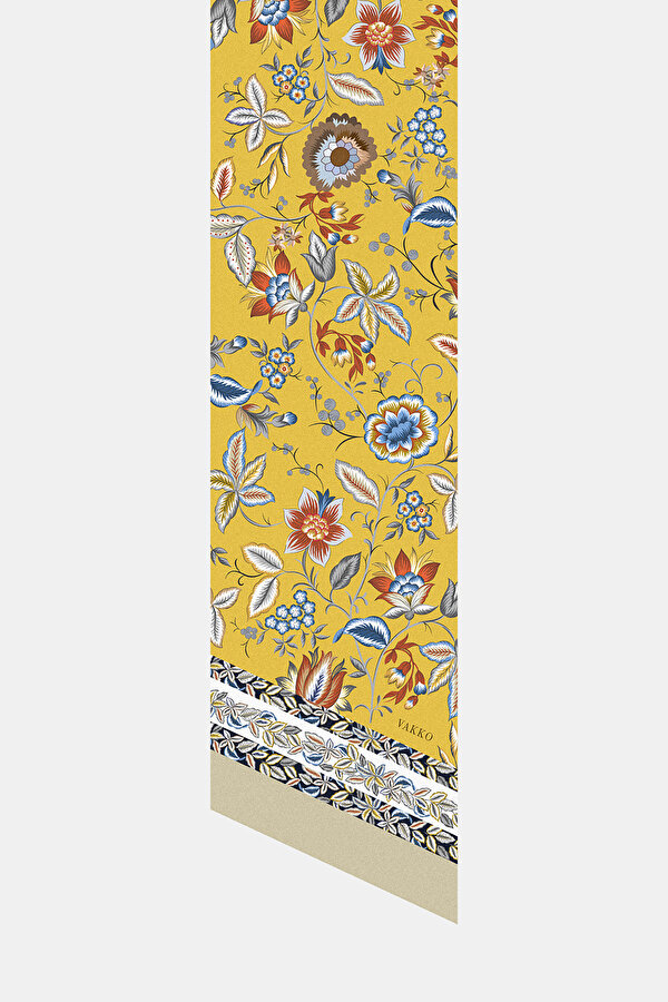 ÇİÇEK DESENLİ TWILL İPEK FULAR