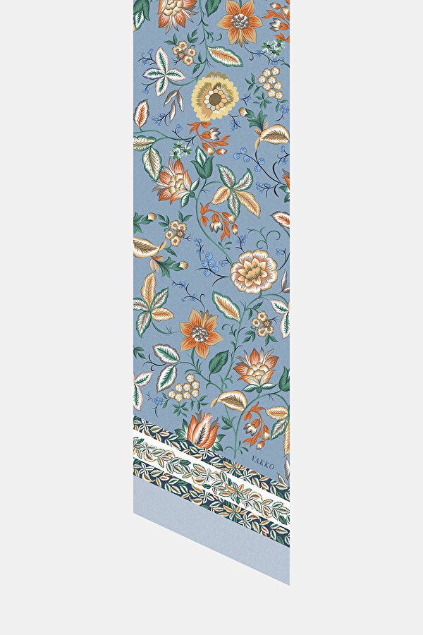 ÇİÇEK DESENLİ TWILL İPEK FULAR