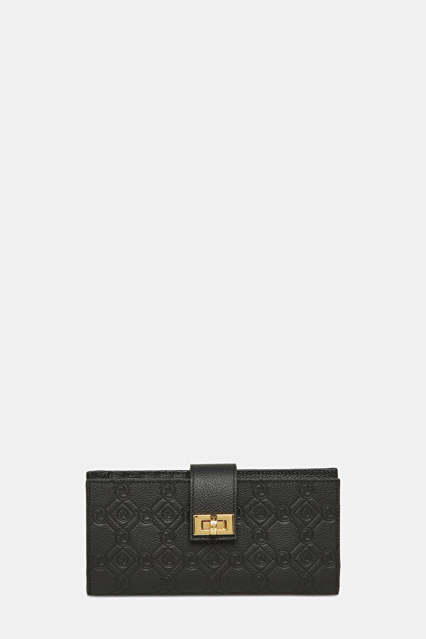 BLACK MONOGRAM LEATHER WALLET