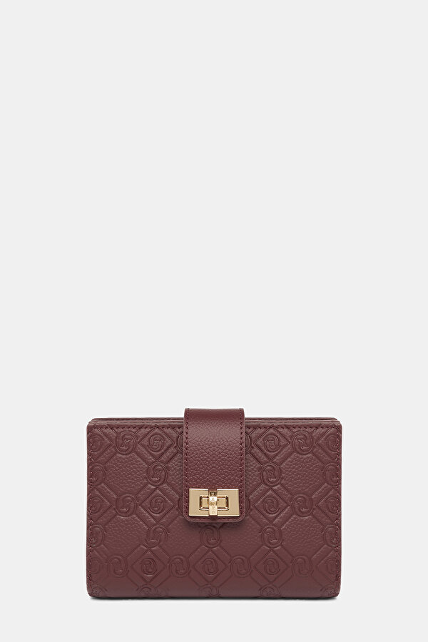 MAROON MONOGRAM LEATHER WALLET