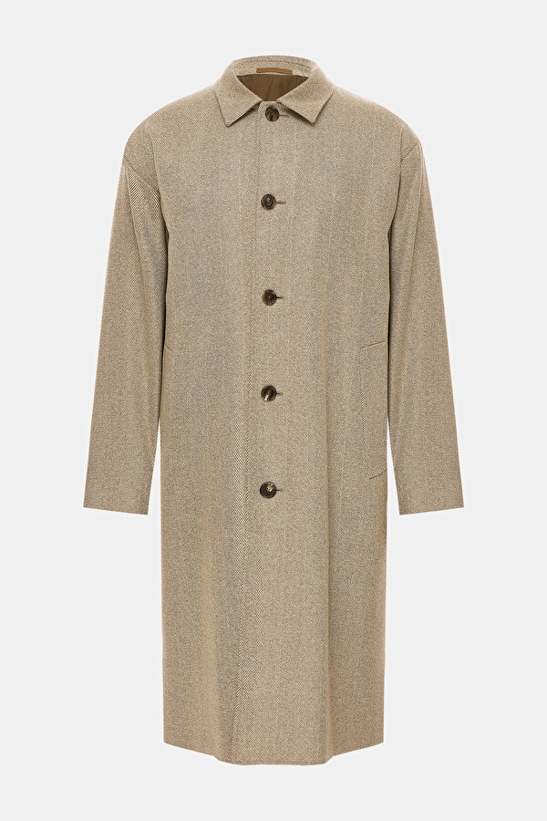 LIGHT BEIGE HERRINGBONE CASHMERE TOPCOAT 7