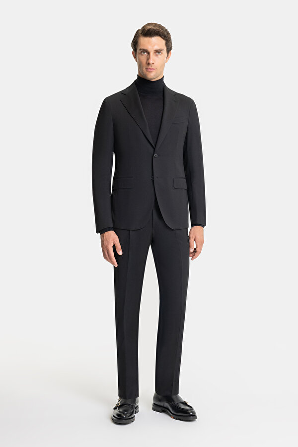 BLACK WOOL ELASTANE SUIT