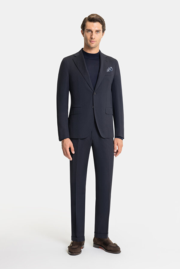 NAVY BLUE WOOL ELASTANE SUIT