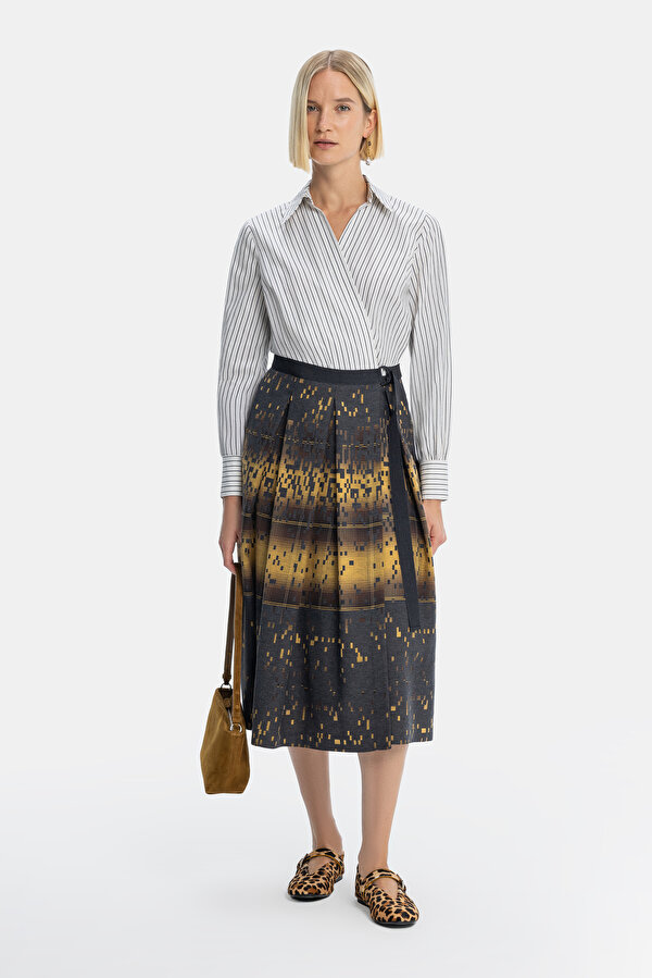 MULTICOLOR LONG SLEEVE MIDI DRESS