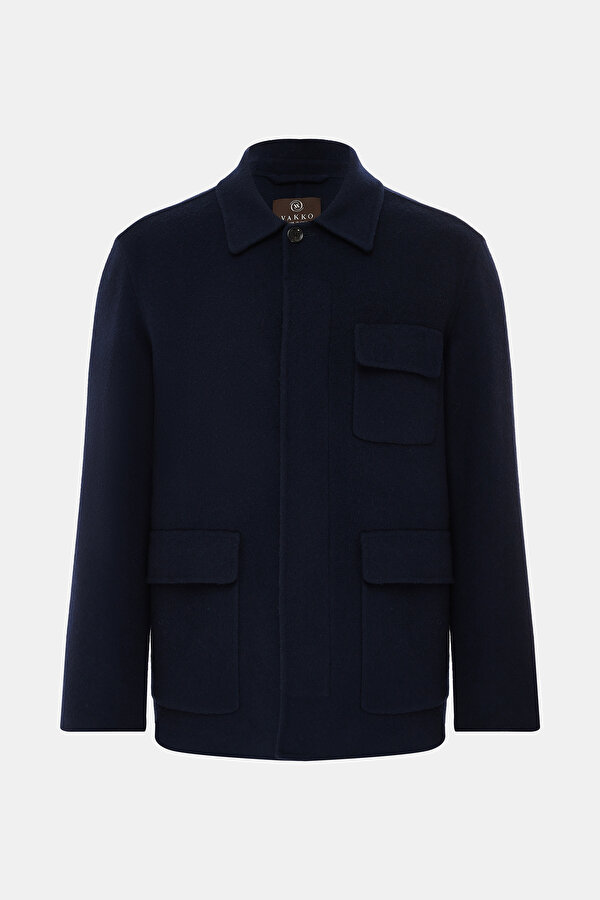 NAVY BLUE WOOL/CASHMERE REEFER JACKET
