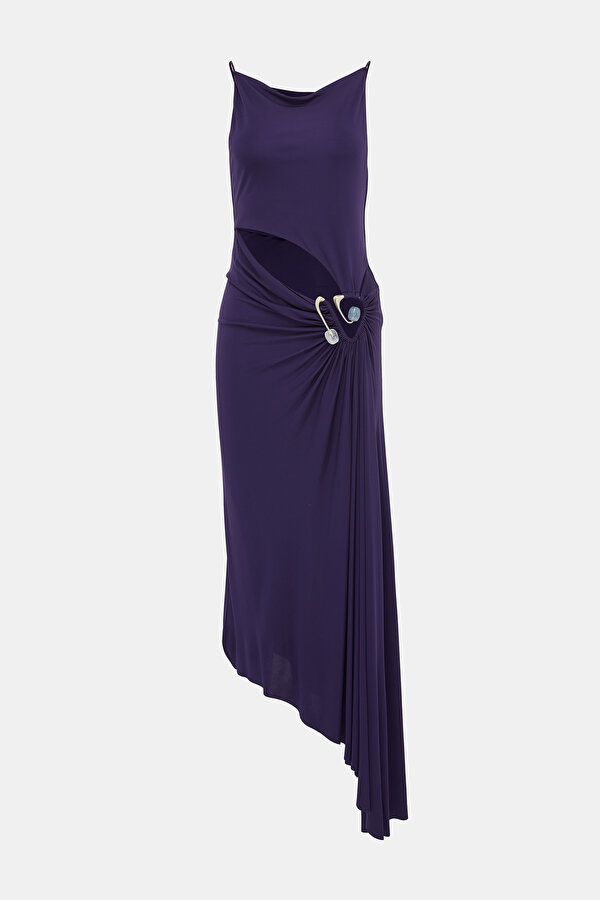 DARK PURPLE ASYMMETRIC DRESS