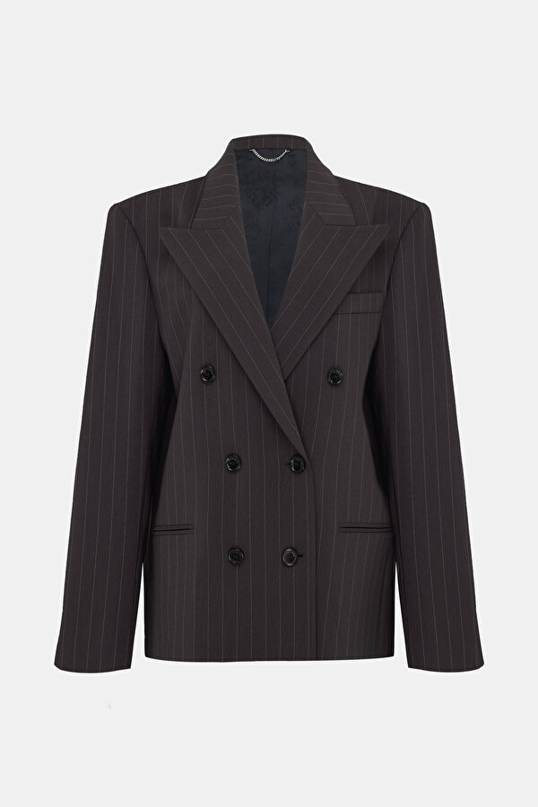 BROWN BUTTONED WOOL JACKET