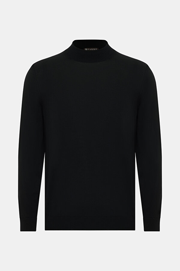 BLACK 1/2 TURTLENECK TRICOT