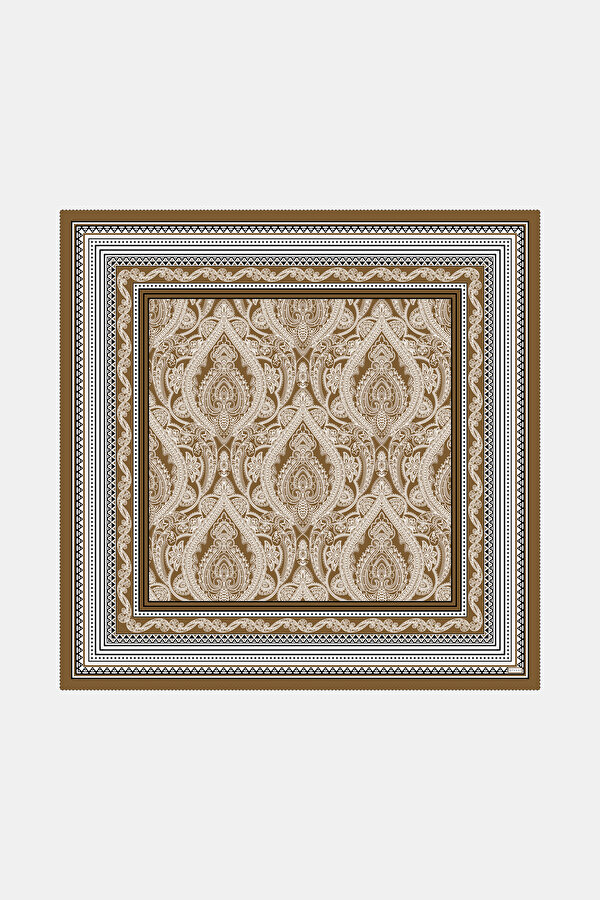 GEOMETRİK DESENLİ YÜN İPEK ŞAL