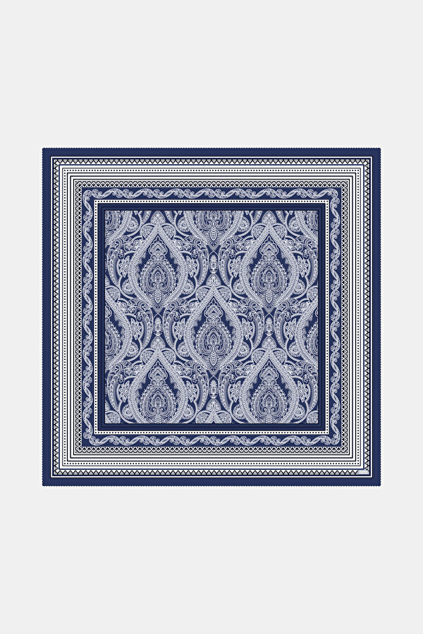 GEOMETRİK DESENLİ YÜN İPEK ŞAL