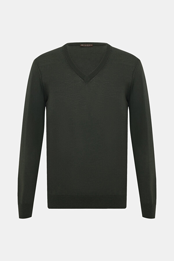 KHAKI V NECK TRICOT
