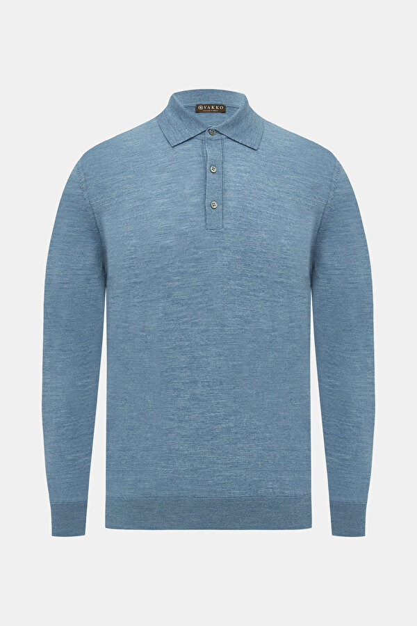 LIGHT BLUE POLO NECK TRICOT